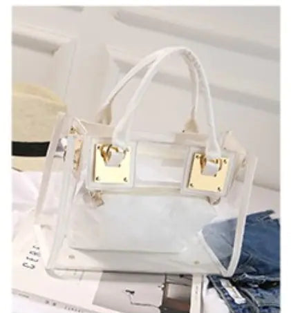 Women's 2 Piece Clear Tote Handbag