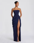 Casual long-sleeved slim-fit suspender maxi dress