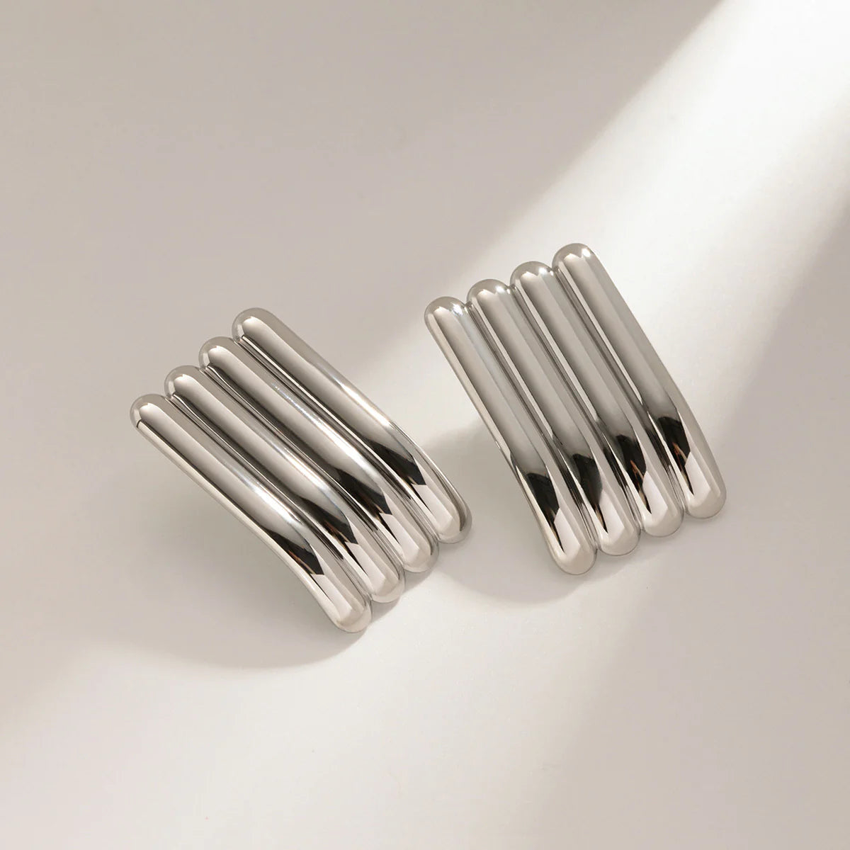 18K Gold-Plated Striped Earrings — alternate product view 2