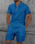 Men's Waffle Knit Short Sleeve and Shorts Set
