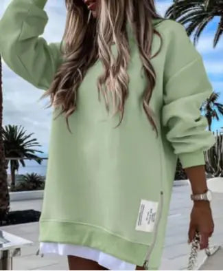 Oversized Zip-Side Pullover Sweatshirt