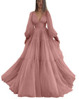 Dusty Rose Puffy Sleeve Dress - Size 14 