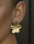 Matte Gold Flower Stud Earrings — alternate product view 5