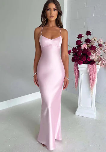Blush Backless Maxi Dress - Effortless Elegance