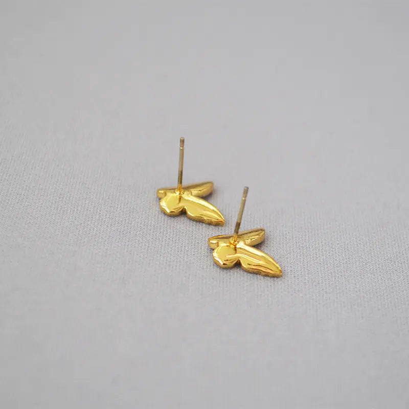 Gold-Plated White Shell Butterfly Earrings — alternate product view 4