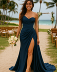 Playful Navy Blue Mermaid Bridesmaid Dress- Size 16