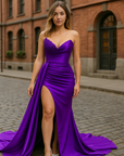 Whimsical Purple Mermaid  Gown with Slit and Train - Size 14
