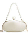 Chic Marble Evening Clutch with Pearl Detail