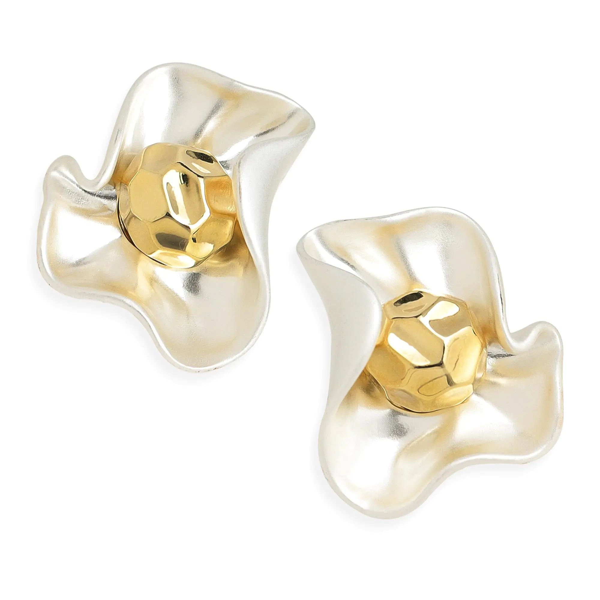 Chunky Gold Flower Stud Earrings