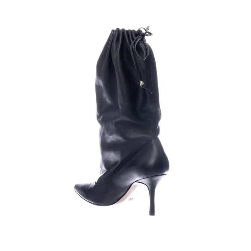 Runway Muse Drawstring Boot – Nude Slouch Pointed-Toe Stiletto Heel