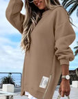 Oversized Zip-Side Pullover Sweatshirt