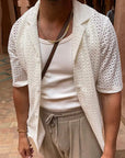 Men's Crochet Knit Shirt – Lightweight, Stylish & Breezy