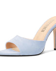 Peek-a-Boo Slip-On Stiletto Heels – Pointed Toe Suede Mules