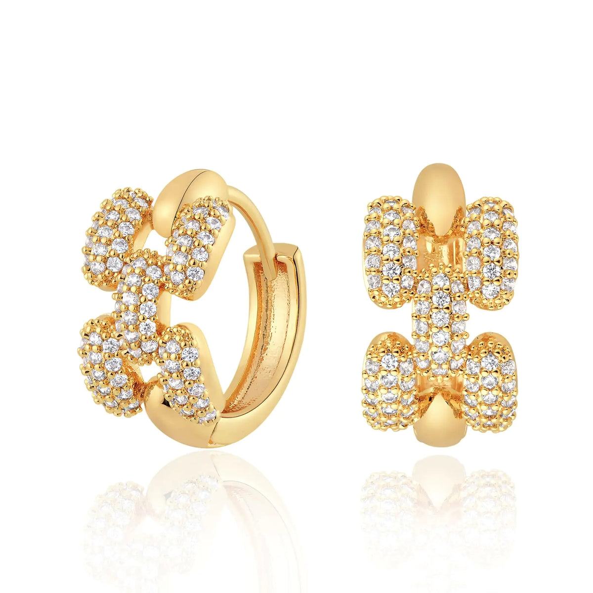 14K Gold-Plated Twisted Huggie Hoops — main product image