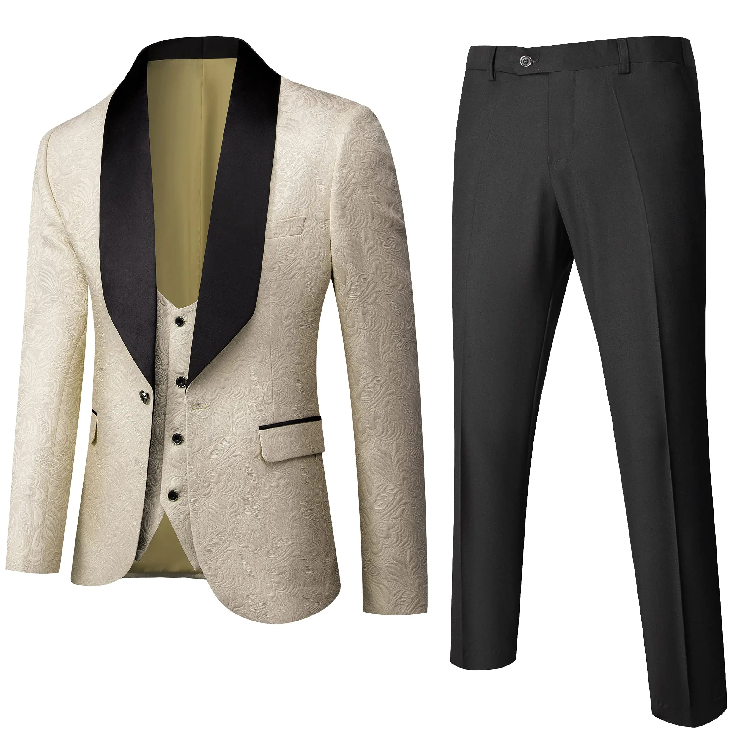 Playful Floral Print Slim Fit Tuxedo Suit Set
