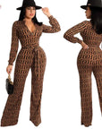 Vibe Maze Zip Jumpsuit – Long Sleeve Geometric Print Bodycon One-Piece