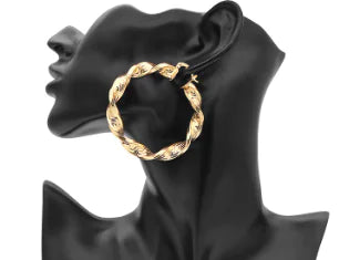 18K Gold-Plated Textured Hoop Earrings — alternate product view 4