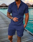 Men's Textured Two-Piece Short Set – Stylish, Breathable & Trendy
