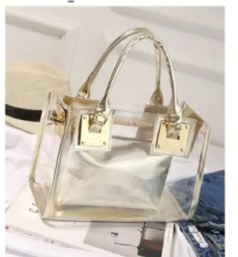 Women's 2 Piece Clear Tote Handbag