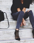 Vixen Mesh Cage Heels – Black Stiletto Ankle Booties