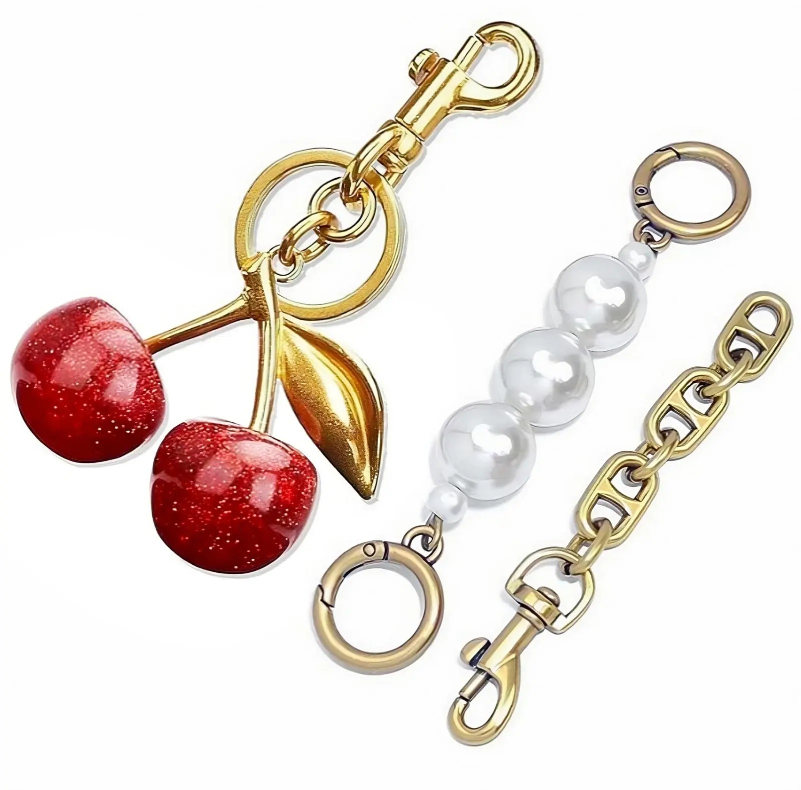 Glitter Keychain Cherry Bag Charm 