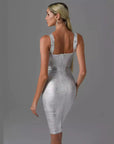Gold and Silver Foil Bandage Dress - Dazzling Sleeveless Party Dress