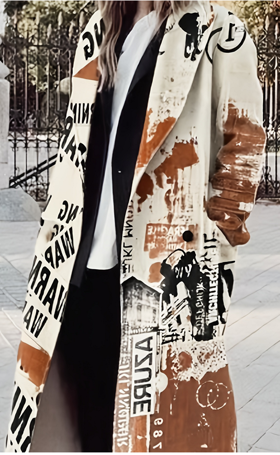 Graffiti Wool Trench Coat