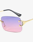 Blue Rectangular Rimless Sunglasses