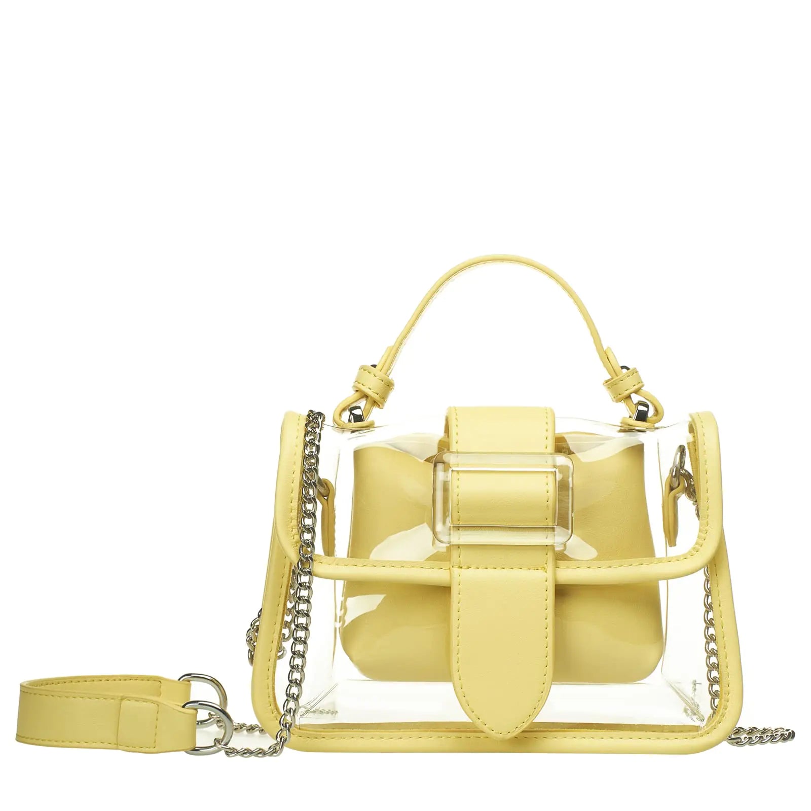 Sunbeam Clear Box Bag – Yellow Transparent Crossbody with Chain Strap
