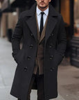 Classic Elegance – Men’s Long Double Breasted Woolen Coat