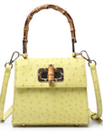Ostrich Print Bamboo Handbag