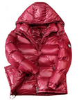 red  Glossy Duck Down Winter Jacket – Lightweight, Warm & Stylish