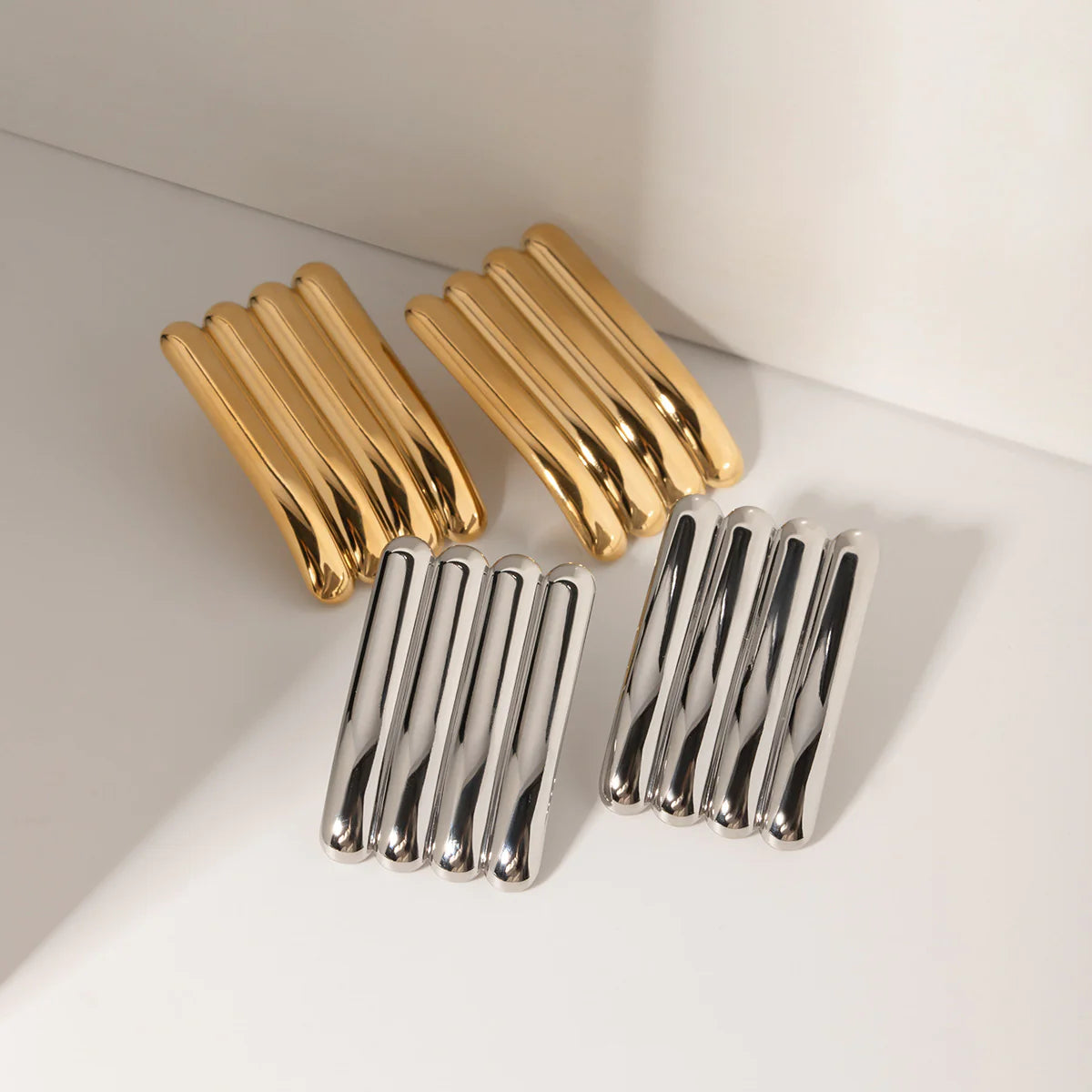 18K Gold-Plated Striped Earrings — alternate product view 5