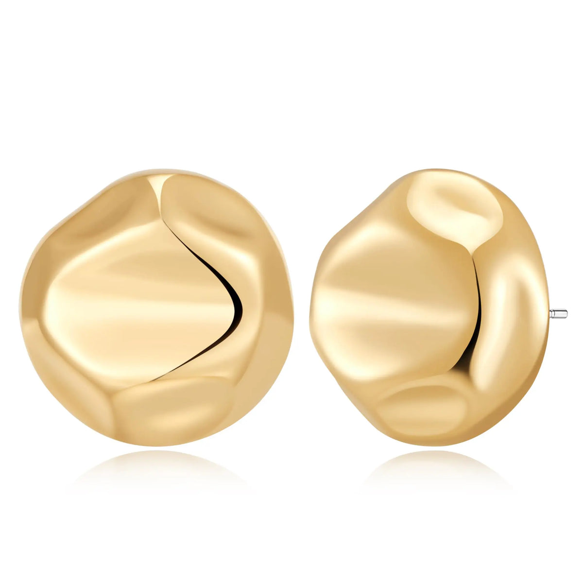 Hammered Half-Ball Gold Stud Earrings — main product image