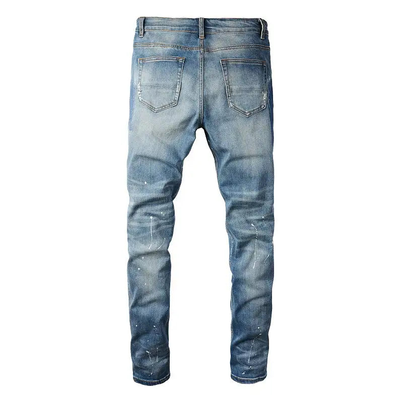 Men's Denim Patched Ripped Jeans