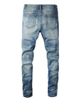 Men's Denim Patched Ripped Jeans