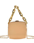 Metal Luxe Box Clutch - Oversized Thick Chain Detail