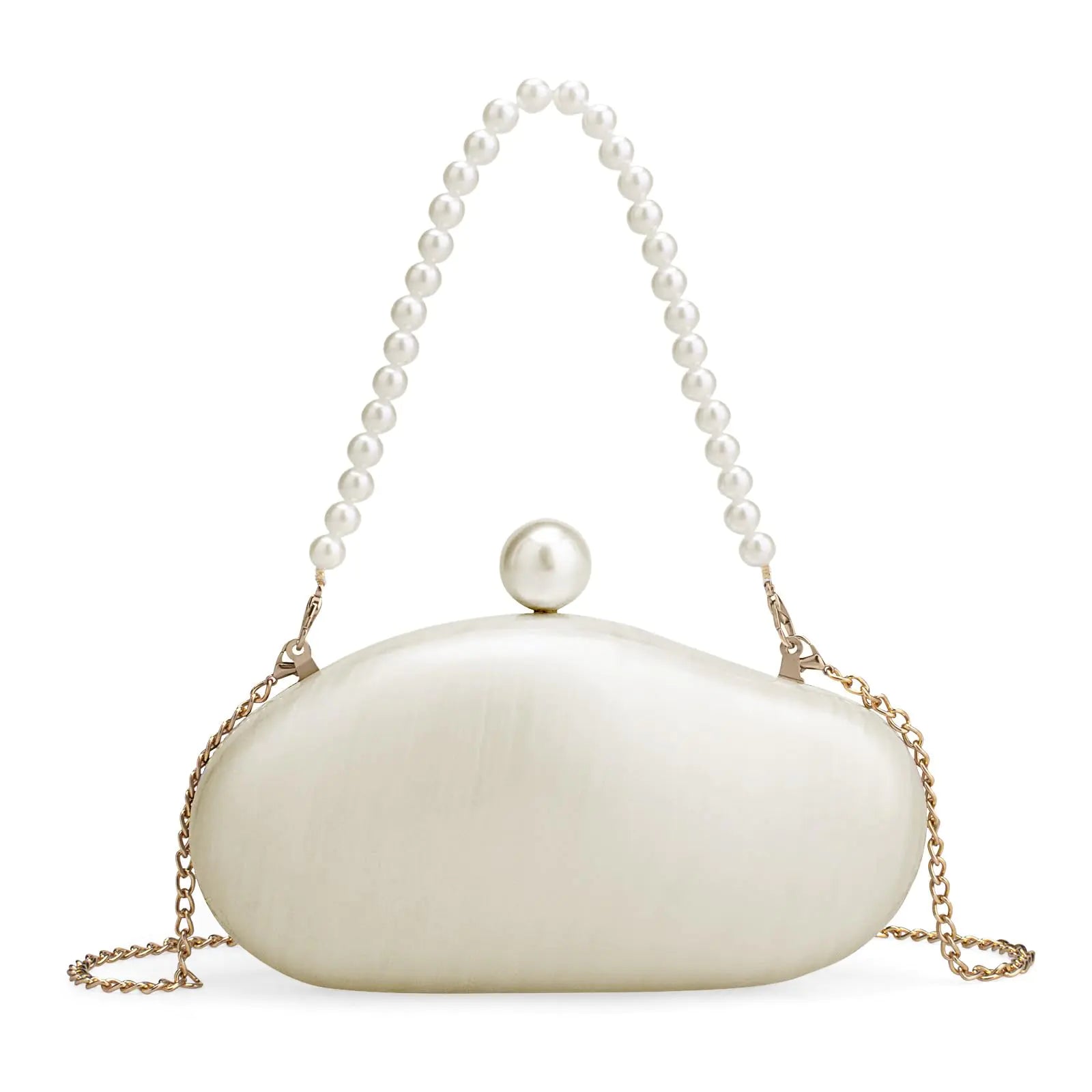 Chic Marble Evening Clutch with Pearl Detail