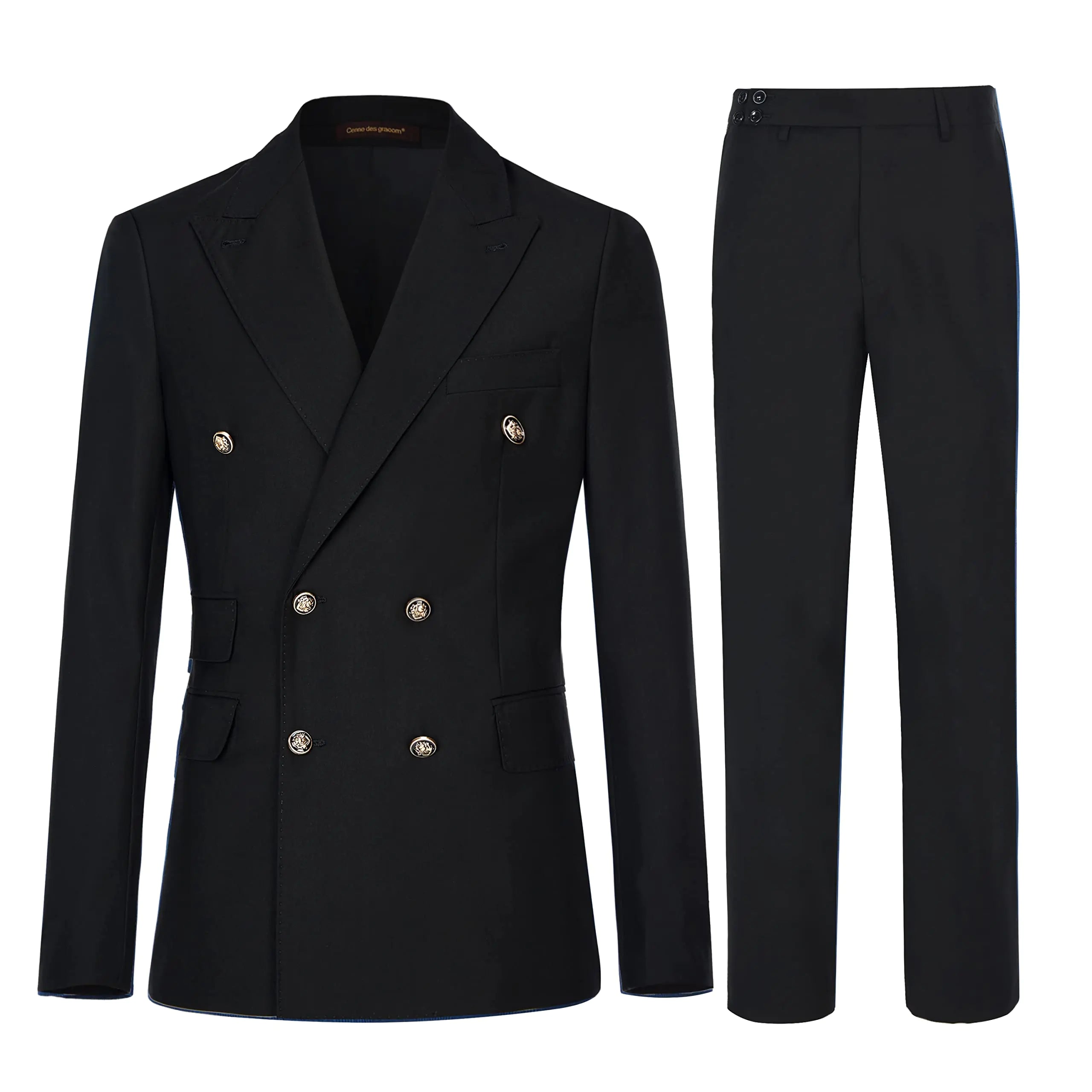 Men's Elegant Black Slim Fit Double Breasted Suit
