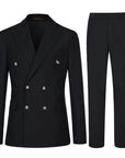 Men's Elegant Black Slim Fit Double Breasted Suit