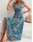 Boho Breeze Paisley Maxi Dress – Sleeveless Smocked Waist Sundress