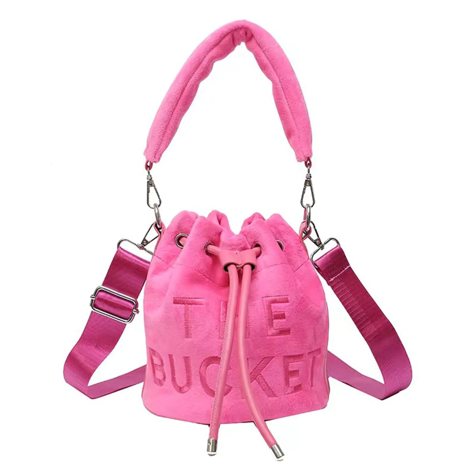Mini Rose Red Plush Bucket Bag
