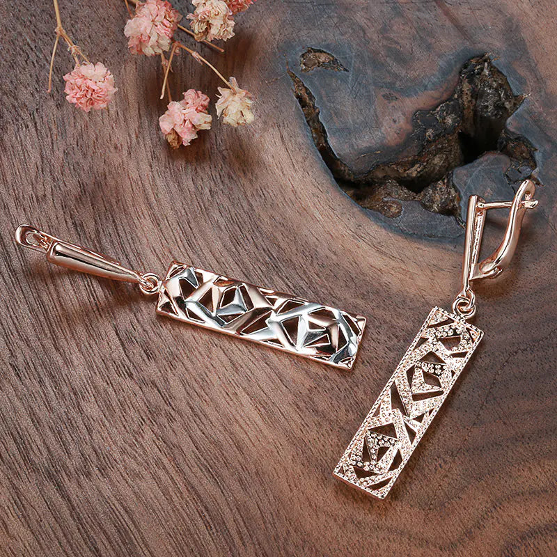 Rose Gold Hollow Round Statement Earrings — alternate product view 2
