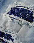 Men's Denim Patched Ripped Jeans