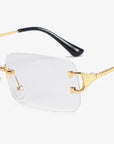 Blue Rectangular Rimless Sunglasses