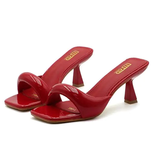 Playful Red Open-Toe Stiletto Sandals- Size 8.5