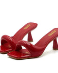 Playful Red Open-Toe Stiletto Sandals- Size 8.5
