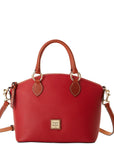 Dooney & Bourke Pebbled Leather Satchel – Red Structured Handbag with Strap
