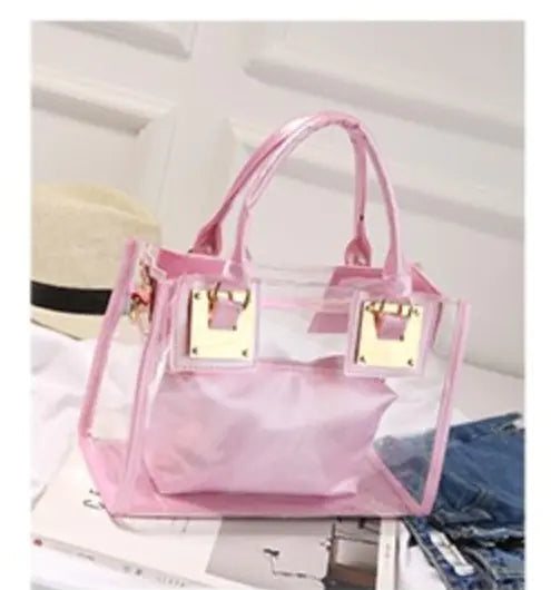 Women's 2 Piece Clear Tote Handbag