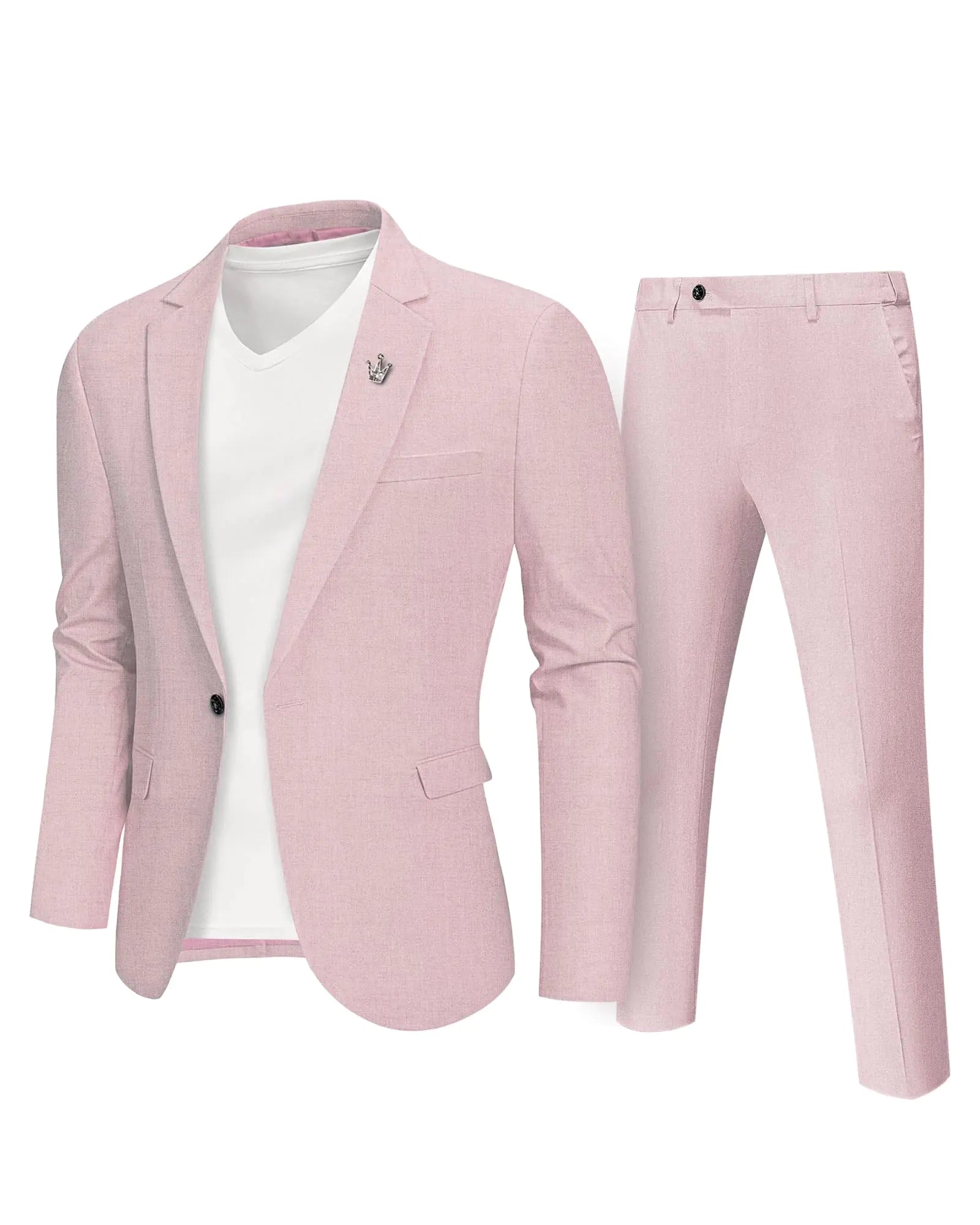 Men's Pink Linen Suit-Size Small